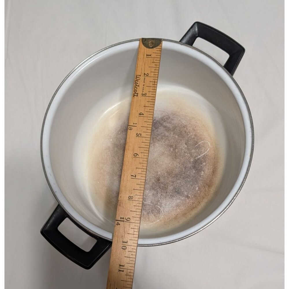 Strawberry Enamel Stew Pot Lid 6 Quart Yellow White Retro Cookware Vintage - Picture 12 of 16